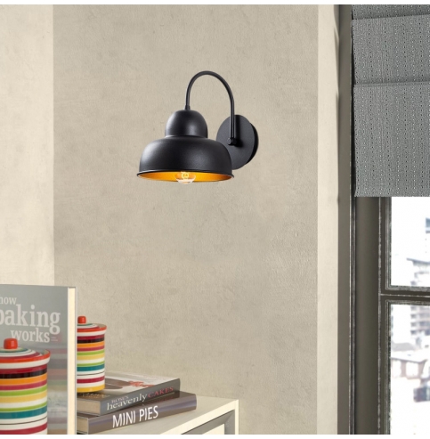 Aplique de Pared estilo vintage \"Berceste - 180BLACK-A\" Negro 1xE27 Sin Bombilla [OPV-521SHN2139]